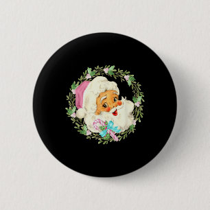 Vintage Pink Santa Claus Pink Christmas Design 6 Cm Round Badge