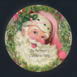 Vintage Pink Santa For Christmas Paper Plate<br><div class="desc">Bring on the party with these beautiful Victorian Pink Santa Christmas plates that have a magical elegance to them. You can customise them the way you wish. See the matching invitations,  wrapping paper,  napkins,  gift tags,  etc from this collection in Liquids store.</div>
