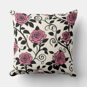 Vintage Pink stylised Roses Cushion
