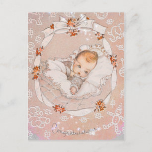 Vintage Pink Sweet Baby Postcard