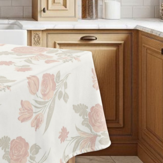 Vintage pink tablecloth, floral tablecloth (Creator Uploaded)
