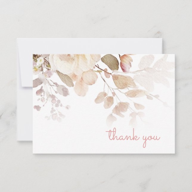 Vintage Pink Thank You Note Card (Front)