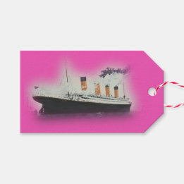 Vintage Pink Titanic Ship Christmas Gift Tags