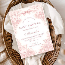 Vintage Pink Toile Lamb Baby Shower