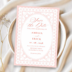 Vintage Pink Toile wedding Save The Date