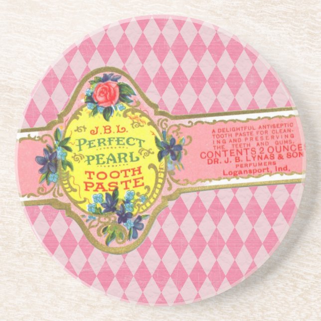 Vintage Pink Toothpaste Ad Coaster (Front)