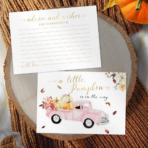 Vintage Pink Truck Advice Shower Fall Baby Shower Enclosure Card
