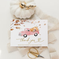 Vintage Pink Truck Fall Baby Shower Thank You