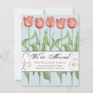 Vintage Pink Tulip Floral Budget Moving Card