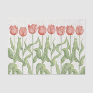 Vintage Pink Tulip Garden Floral Tissue Paper