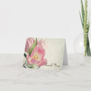 Vintage Pink Tulips Mason Jar Thank You Card