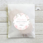 Vintage Pink Watercolor Rose Wedding Bridal Shower Classic Round Sticker<br><div class="desc">Elegant and romantic round wedding bridal shower favour sticker design features blush and pewter grey custom text and event date that is framed by a border of soft pink roses with green / grey leaves. Flowers have a beautiful watercolor painted appearance.</div>