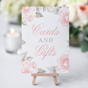 Vintage Pink Watercolor Rose Wedding Gifts Sign Invitation