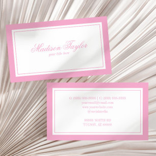 Vintage Pink White Old Money Style Custom Business Card