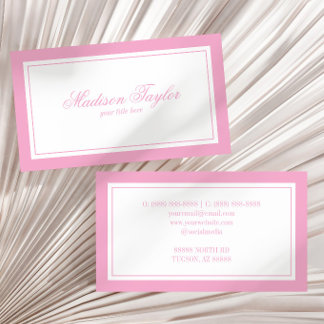 Vintage Pink White Old Money Style Custom Business Card