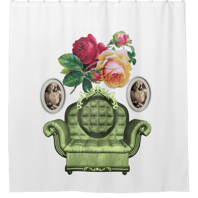 vintage pink white showercurtain shower curtain (Front)