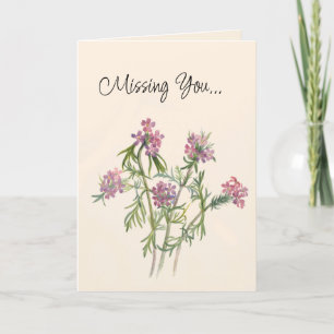 Vintage Pink Wildflowers Botanical  Holiday Card