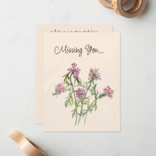 Vintage Pink Wildflowers Botanical Watercolor Card