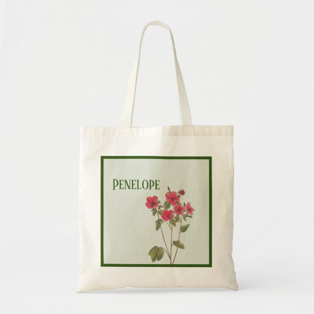 Vintage Pink Wildflowers With Name Bridesmaid Tote Bag (Front)