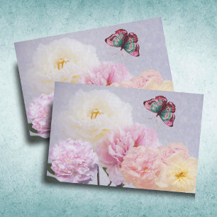 Vintage Pinks, Yellow and White Peonies Butterfly  Tissue Paper
