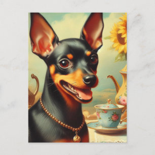 Vintage Pinscher Painting Postcard