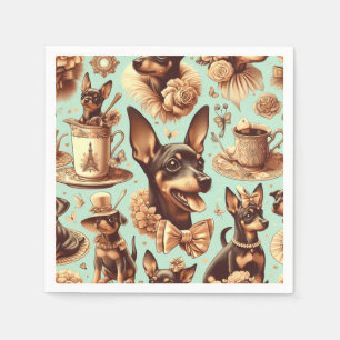 Vintage Pinscher Seamless Illustration Napkin