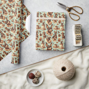 Vintage Pinscher Seamless Illustration Wrapping Paper