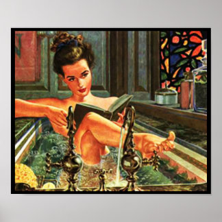 Vintage pinup girl in bath 14"×11" poster