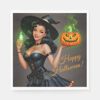 Vintage Pinup Halloween Napkins