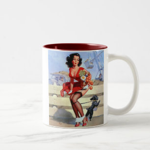 Vintage pinup Two-Tone coffee mug