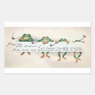 Vintage Pipe Smoking Frogs Stickers