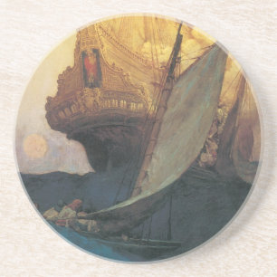 Vintage Pirate, Attack on a Galleon by Howard Pyle Coaster