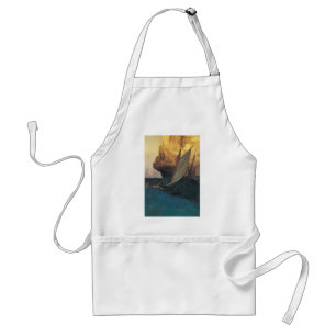 Vintage Pirate, Attack on a Galleon by Howard Pyle Standard Apron