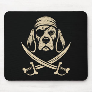 Vintage Pirate Beagle Crossbones Halloween Dog Mouse Pad