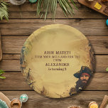 Vintage Pirate Birthday Party Ahoy Matey Old Map Paper Plate<br><div class="desc">Ahoy, mateys! Set your party table for a swashbuckling feast with our Pirate Themed Birthday Party Paper Plates! These sturdy plates are perfect for serving up all your favourite pirate grub, from buried treasure nuggets to seaweed salad. Featuring a bold pirate design with skull and crossbones, treasure maps, and a...</div>