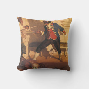 Vintage Pirate Captain, Sword Fight by NC Wyeth Cushion