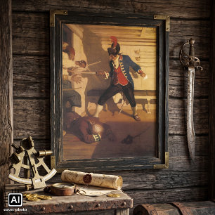 Vintage Pirate Captain, Sword Fight by NC Wyeth Poster