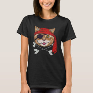 Vintage Pirate Cat Fun Kitten Cross Bones Hallowee T-Shirt