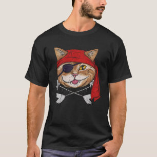 Vintage Pirate Cat Fun Kitten Cross Bones Hallowee T-Shirt