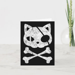 Vintage Pirate Cat Kitten Halloween Skull Cross Bo Card
