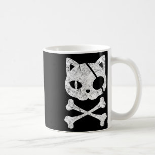 Vintage Pirate Cat Kitten Halloween Skull Cross Bo Coffee Mug