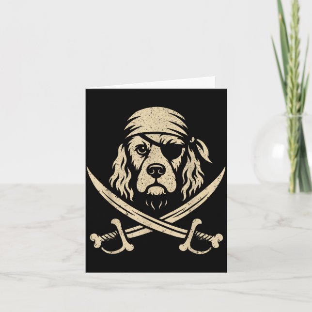 Vintage Pirate Cocker Spaniel Crossbones Halloween Card (Front)