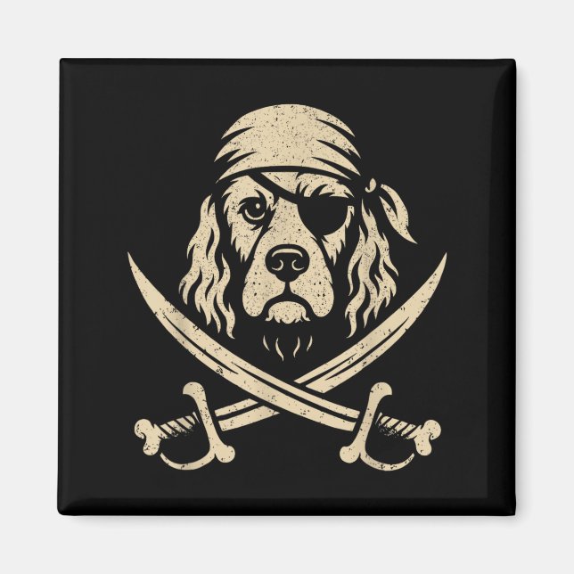 Vintage Pirate Cocker Spaniel Crossbones Halloween Magnet (Front)