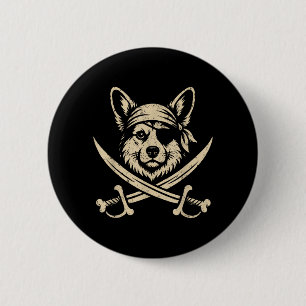 Vintage Pirate Corgi Crossbones Dog Lover 6 Cm Round Badge