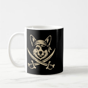 Vintage Pirate Corgi Crossbones Dog Lover Coffee Mug