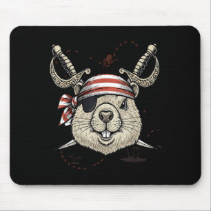 Vintage Pirate Groundhog And Crossbones Mouse Pad