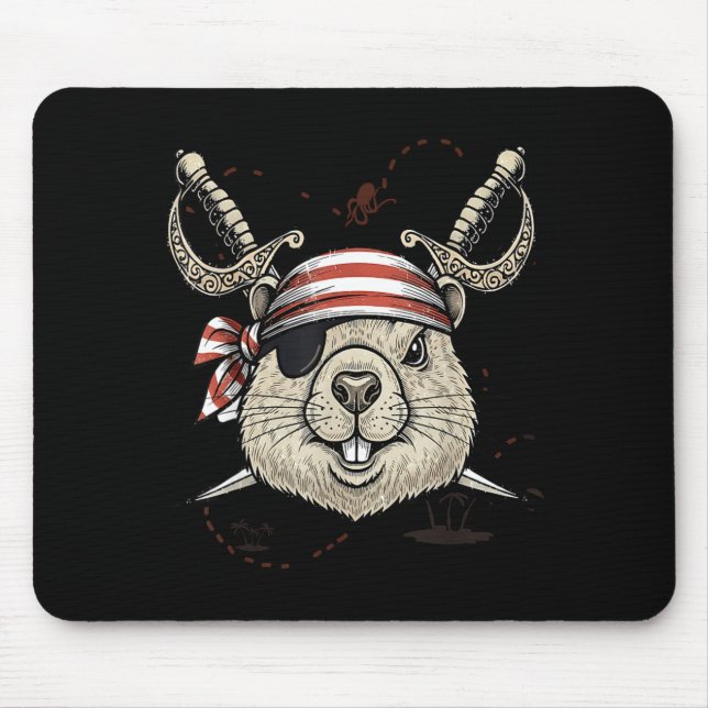 Vintage Pirate Groundhog And Crossbones  Mouse Pad (Front)