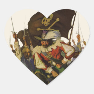 Vintage Pirate Life Wyeth Illustration Heart Sticker