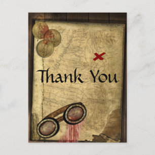 Vintage Pirate Map, Gold Coins and Vintage Look Postcard