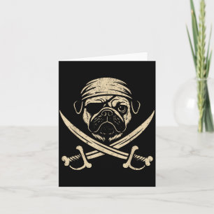 Vintage Pirate Pug Crossbones Dog Lover Card
